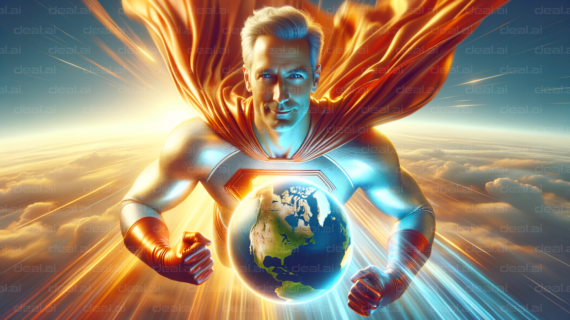 Superhero Soaring with the Earth