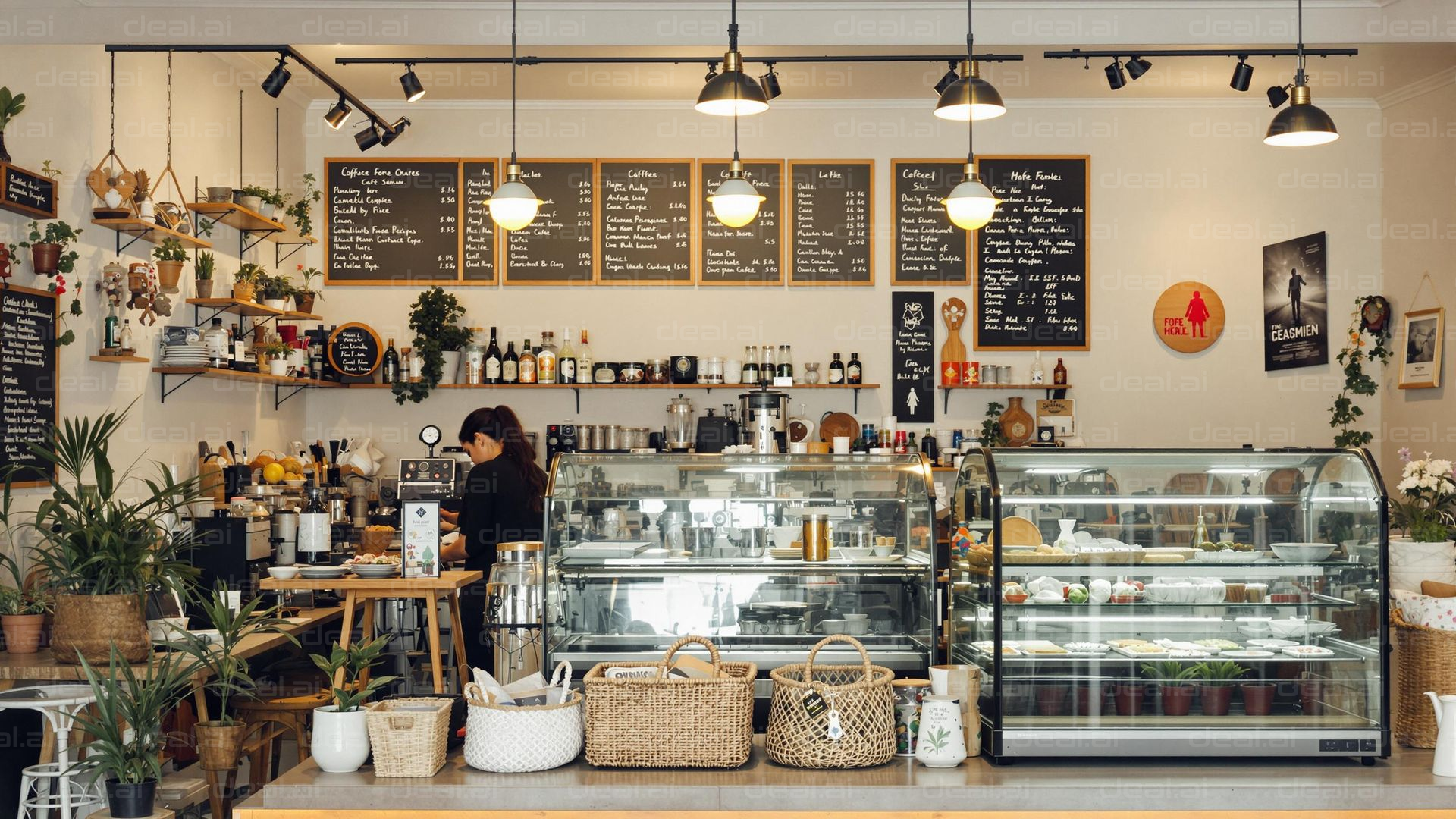 Cozy Cafe Interior with Menu Boards