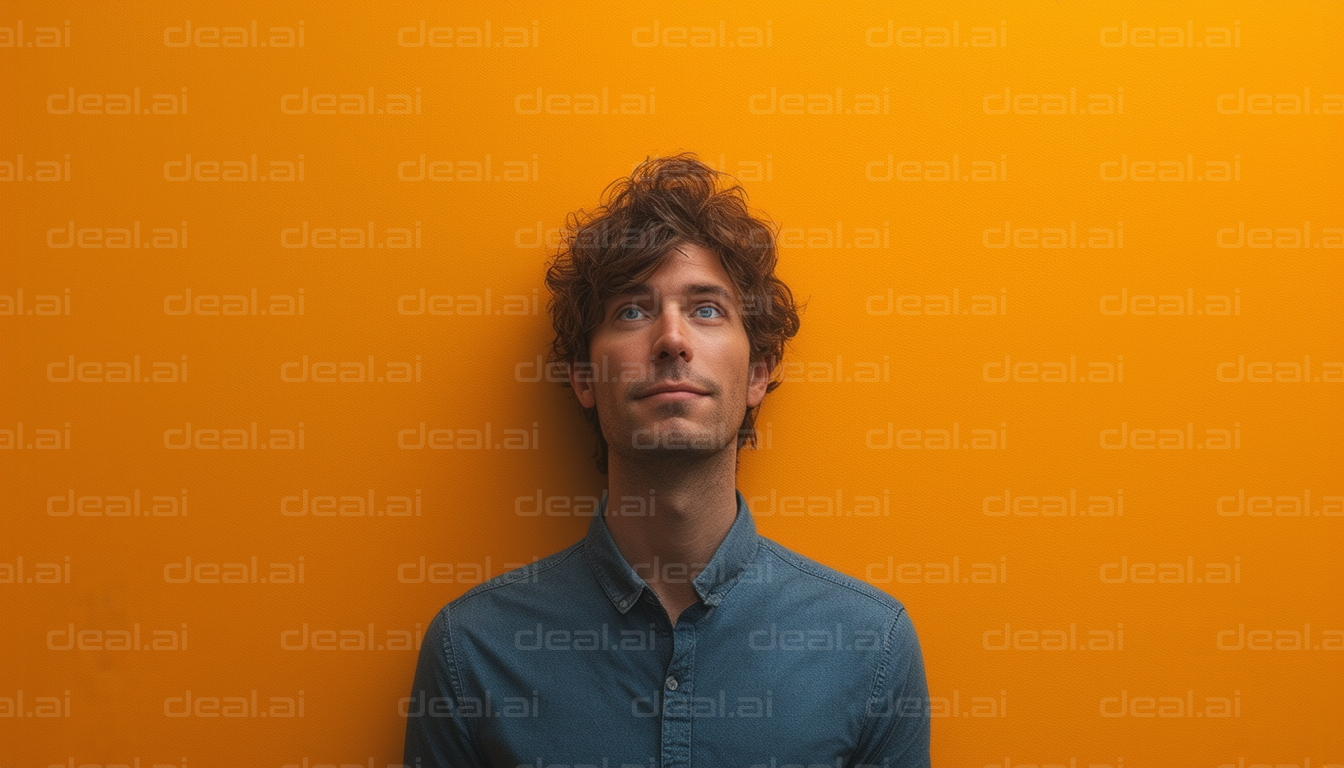 "Man Against Bright Orange Background"