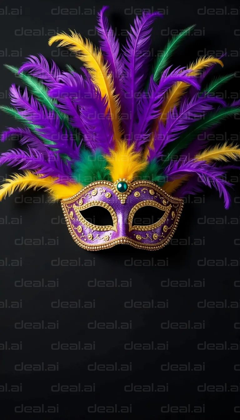 "Colorful Feathered Masquerade Mask"