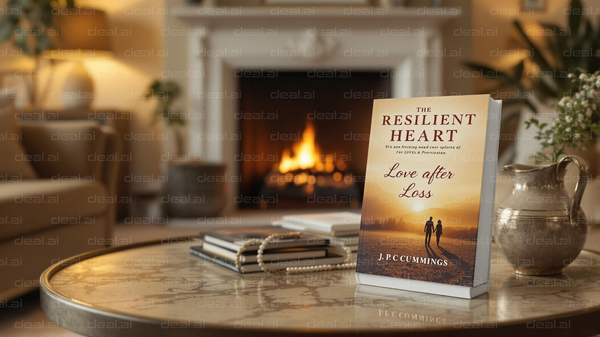 Cozy Fireplace with Heartfelt Book