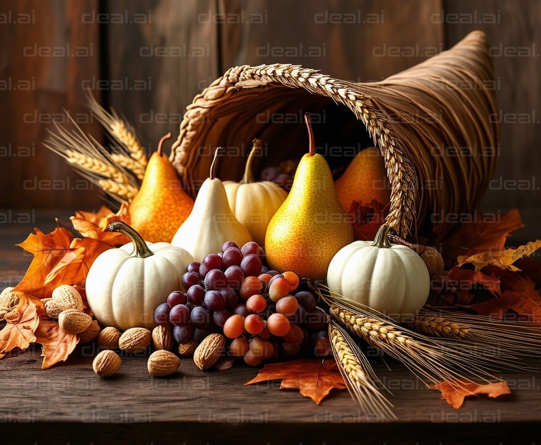 "Autumn Cornucopia Harvest Display"