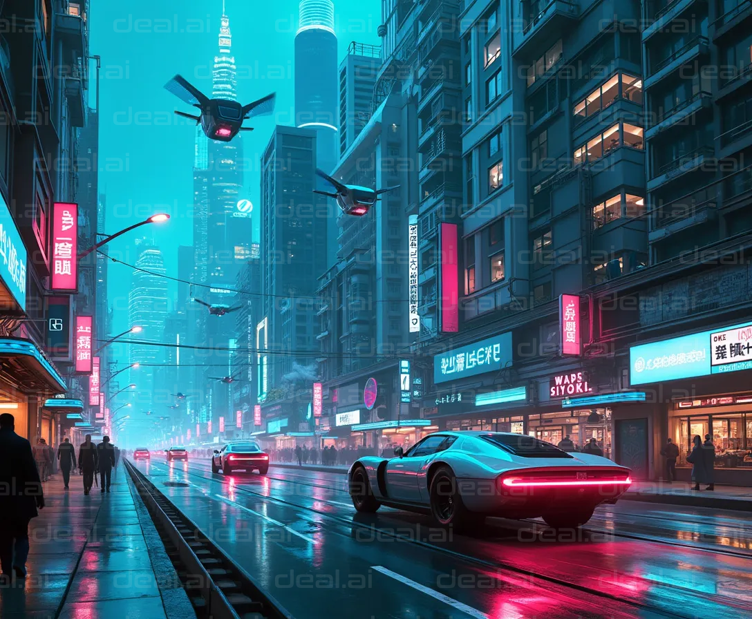 "Futuristic Neon Cityscape at Night"