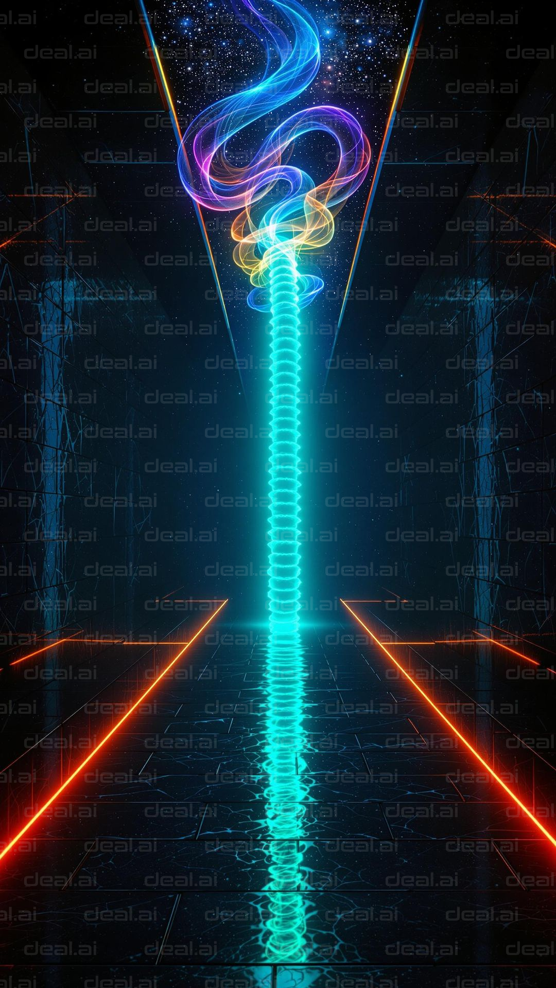 "Neon Vortex Portal in Space"