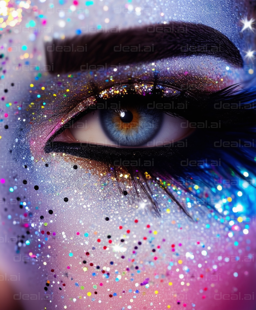 "Sparkling Eye with Glitter Makeup"