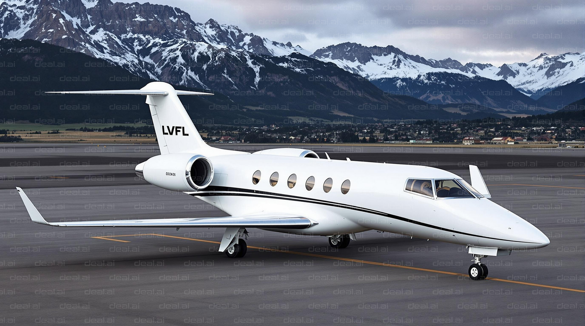 Private Jet with Mountain View