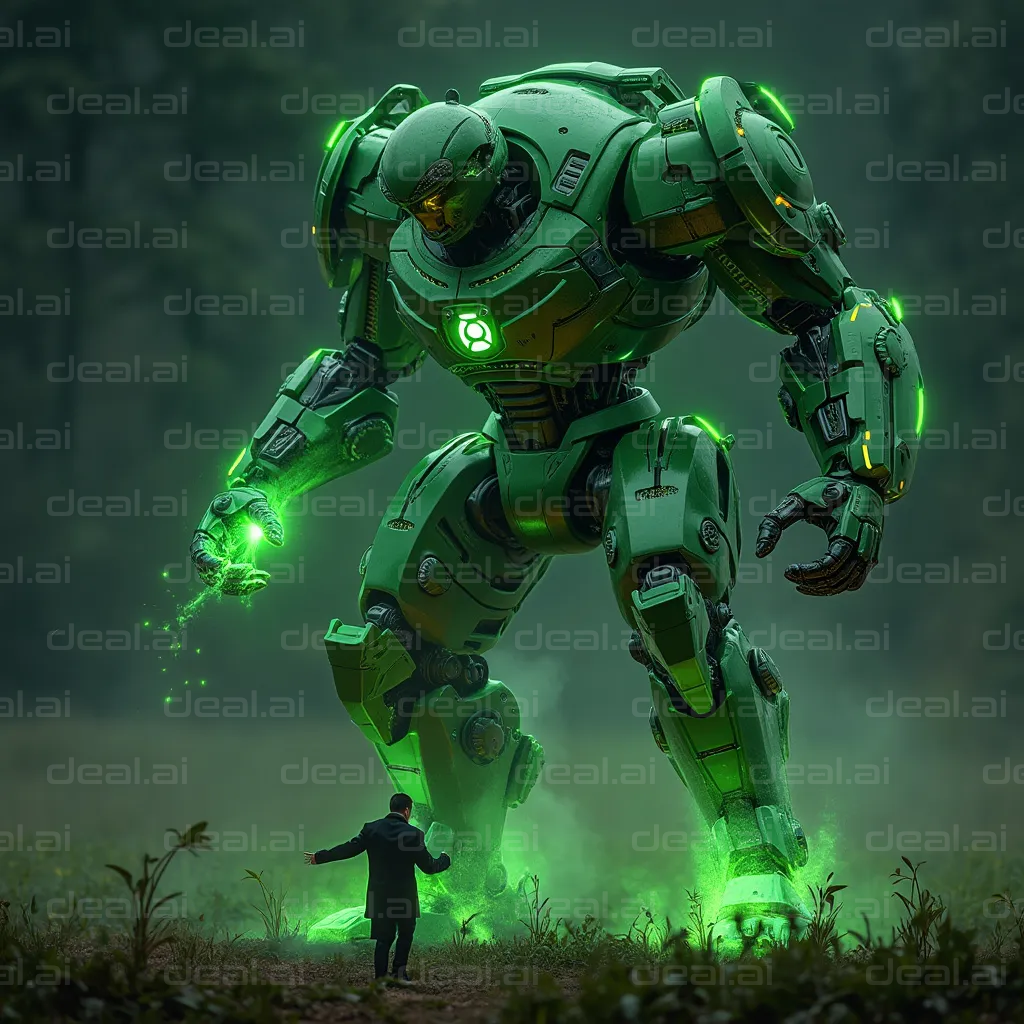 Giant Green Robot Confrontation