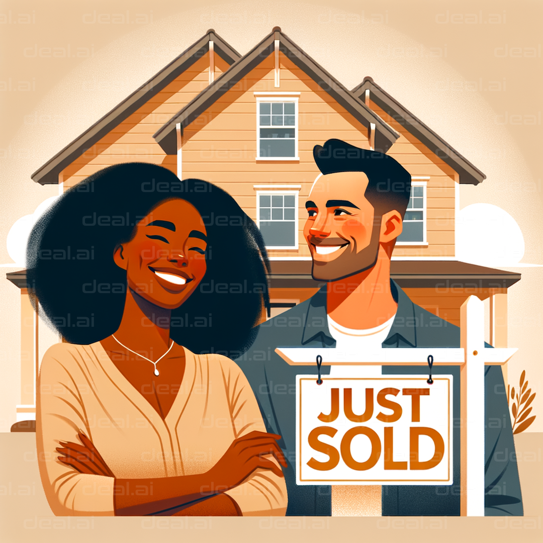 "Happy Couple Celebrates New Home Purchase"
