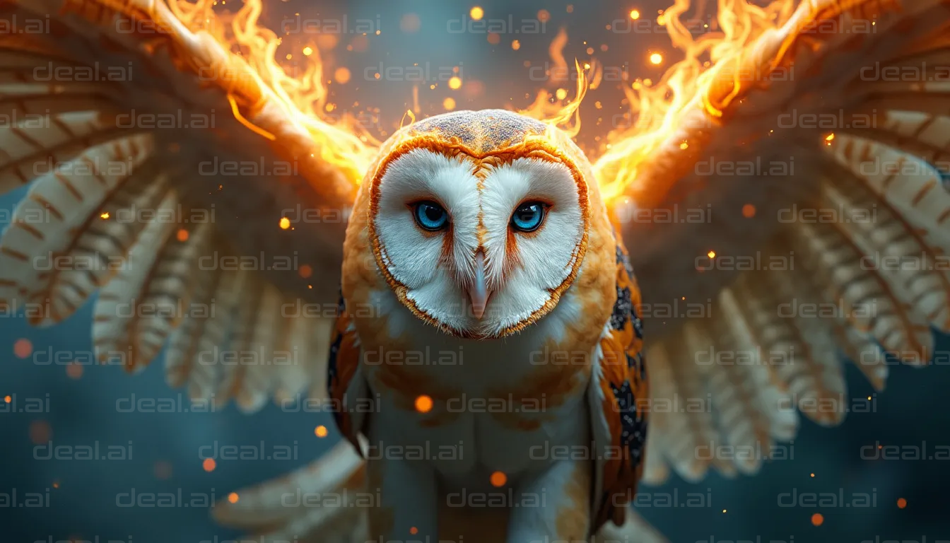 "Fiery Owl in Flight"
