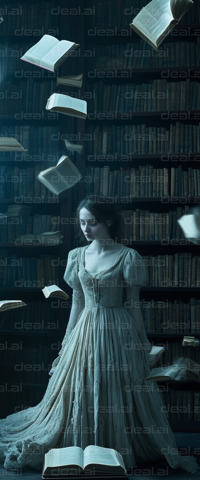 "Enchanted Library at Midnight"