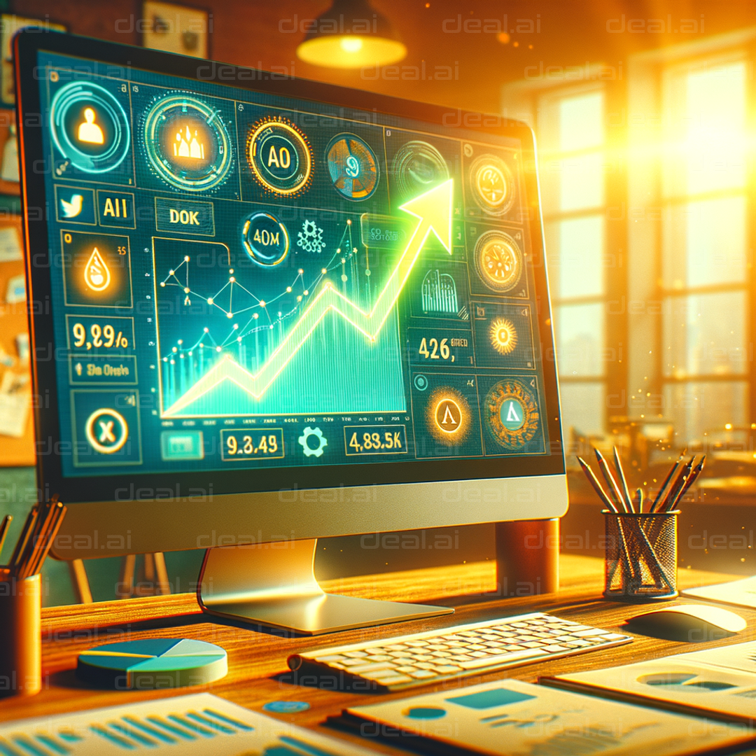 "Business Dashboard with Rising Graph"