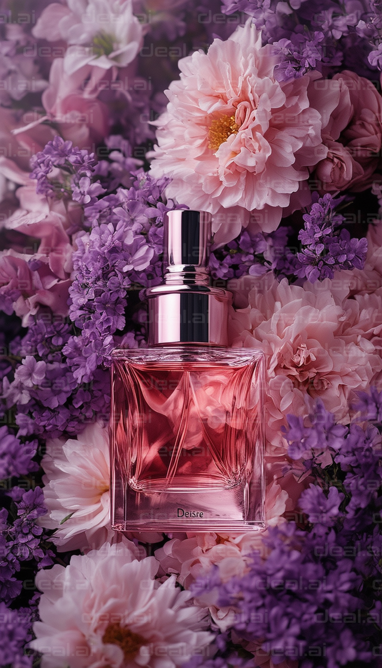 "Elegant Perfume Bottle with Flowers"