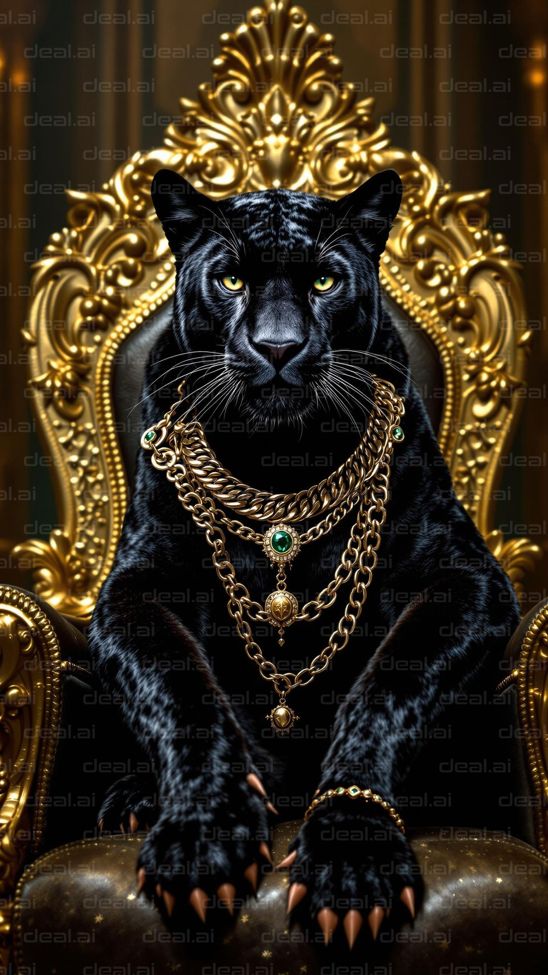 Regal Panther on Golden Throne