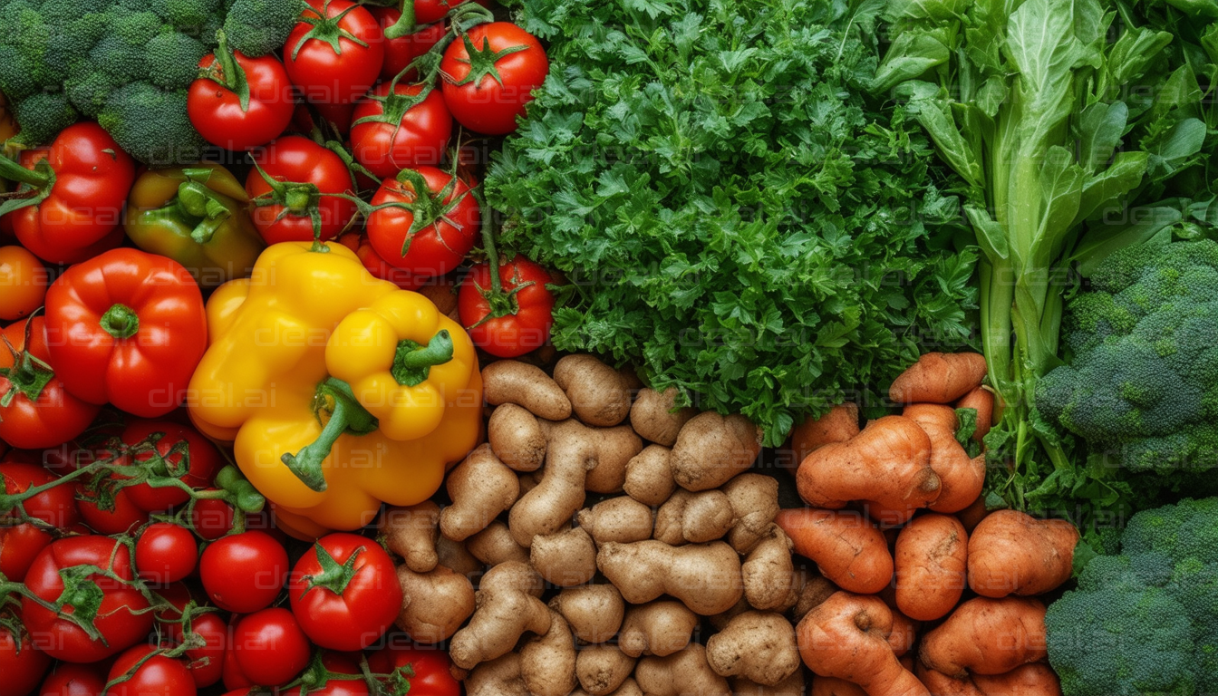 Fresh Colorful Vegetables on Display