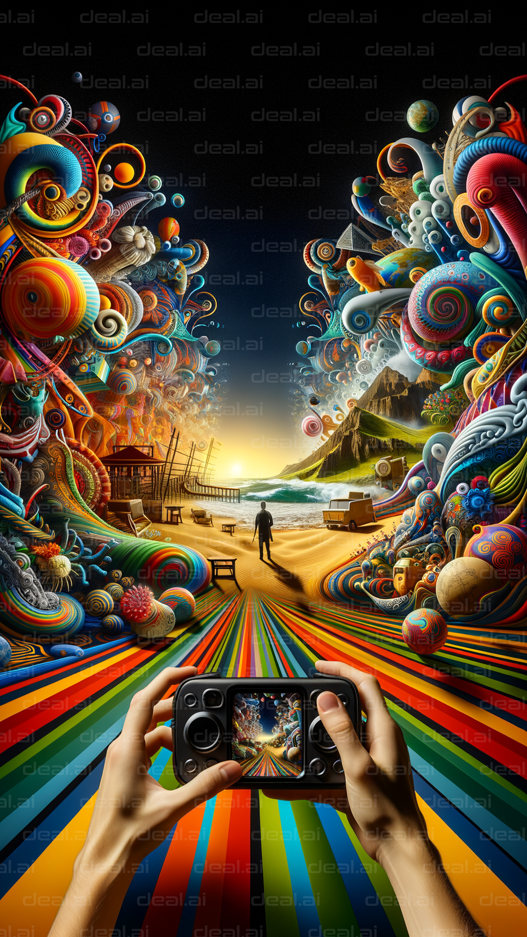 "Vibrant Illusions on the Beach"