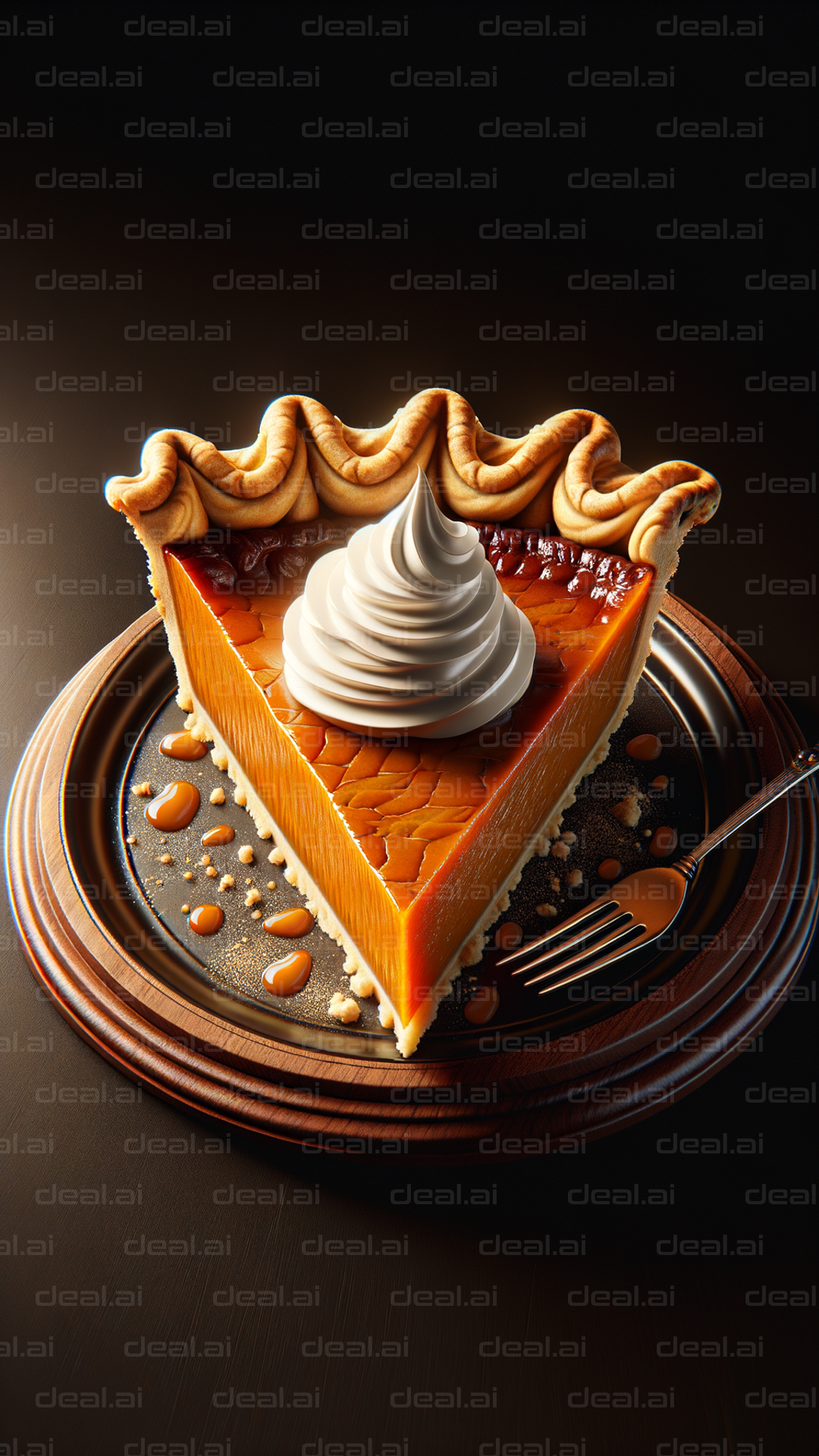 Pumpkin Pie Slice with Whipped Cream