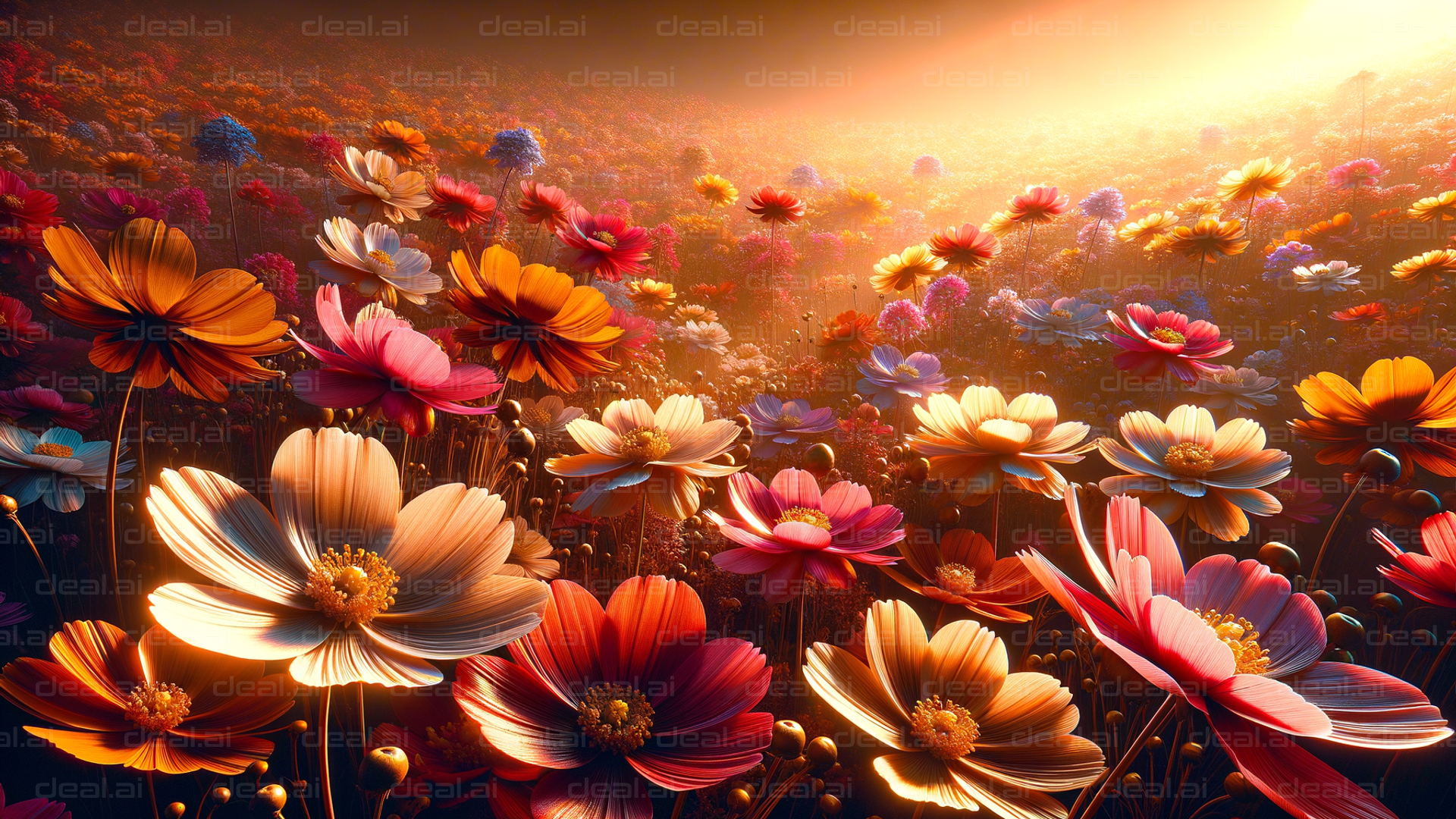 Vibrant Sunrise Flower Field
