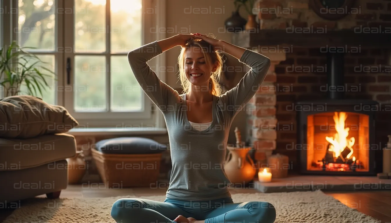 "Cozy Indoor Yoga by the Fireplace"