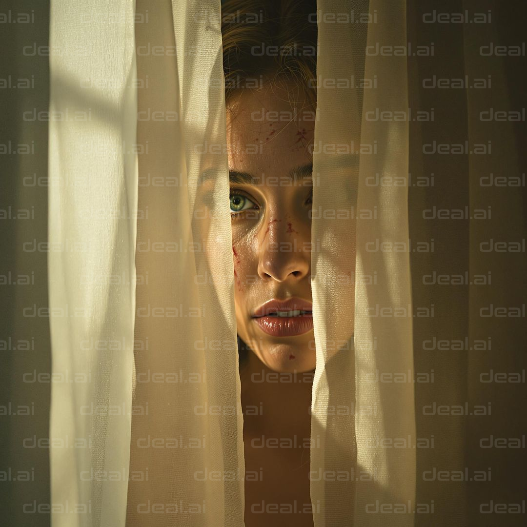 Mysterious Gaze Behind Curtains
