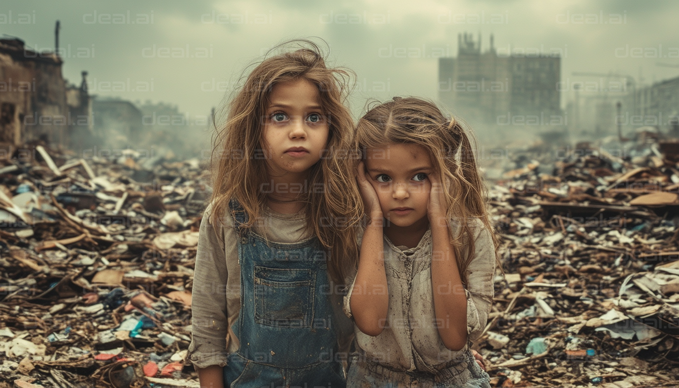 "Children in a War-Torn Landscape"