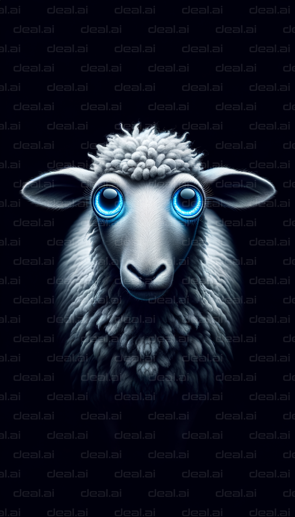 "Futuristic Sheep with Glowing Eyes"