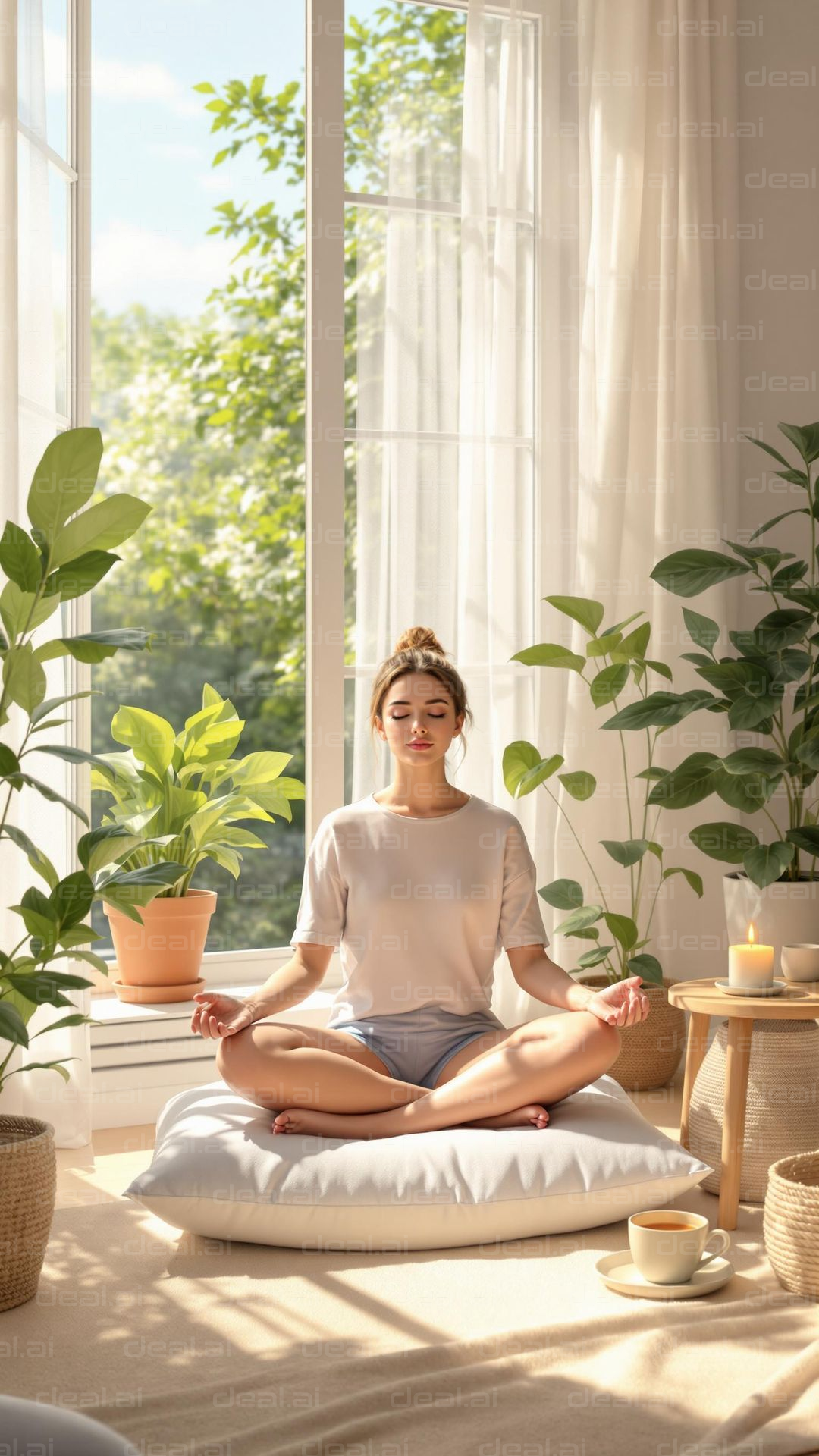 Peaceful Indoor Meditation Scene