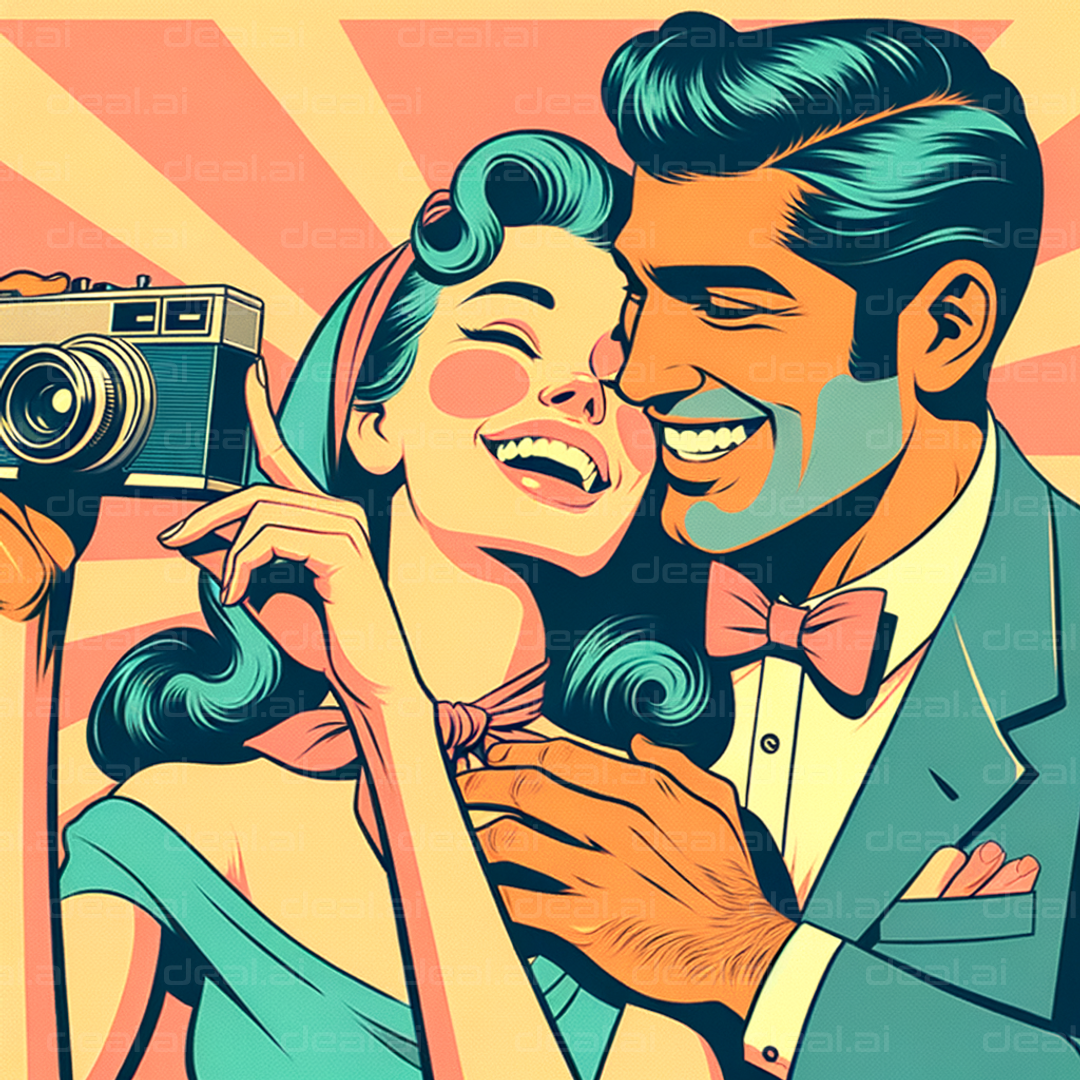 "Retro Couple Joyfully Posing"