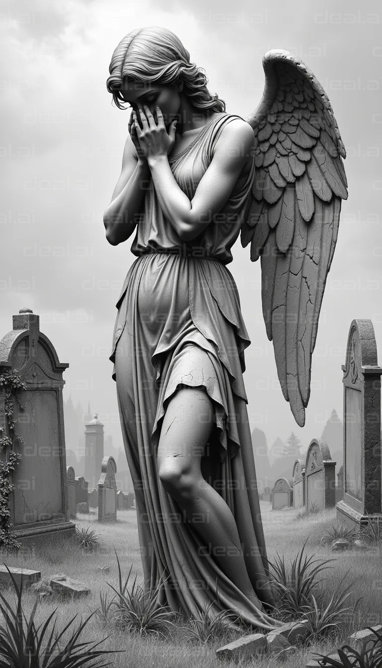 "Mourning Angel in a Cemetery"