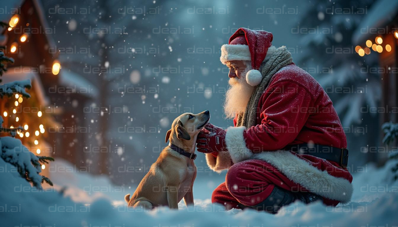 "Santa and Puppy Share a Winter Moment"