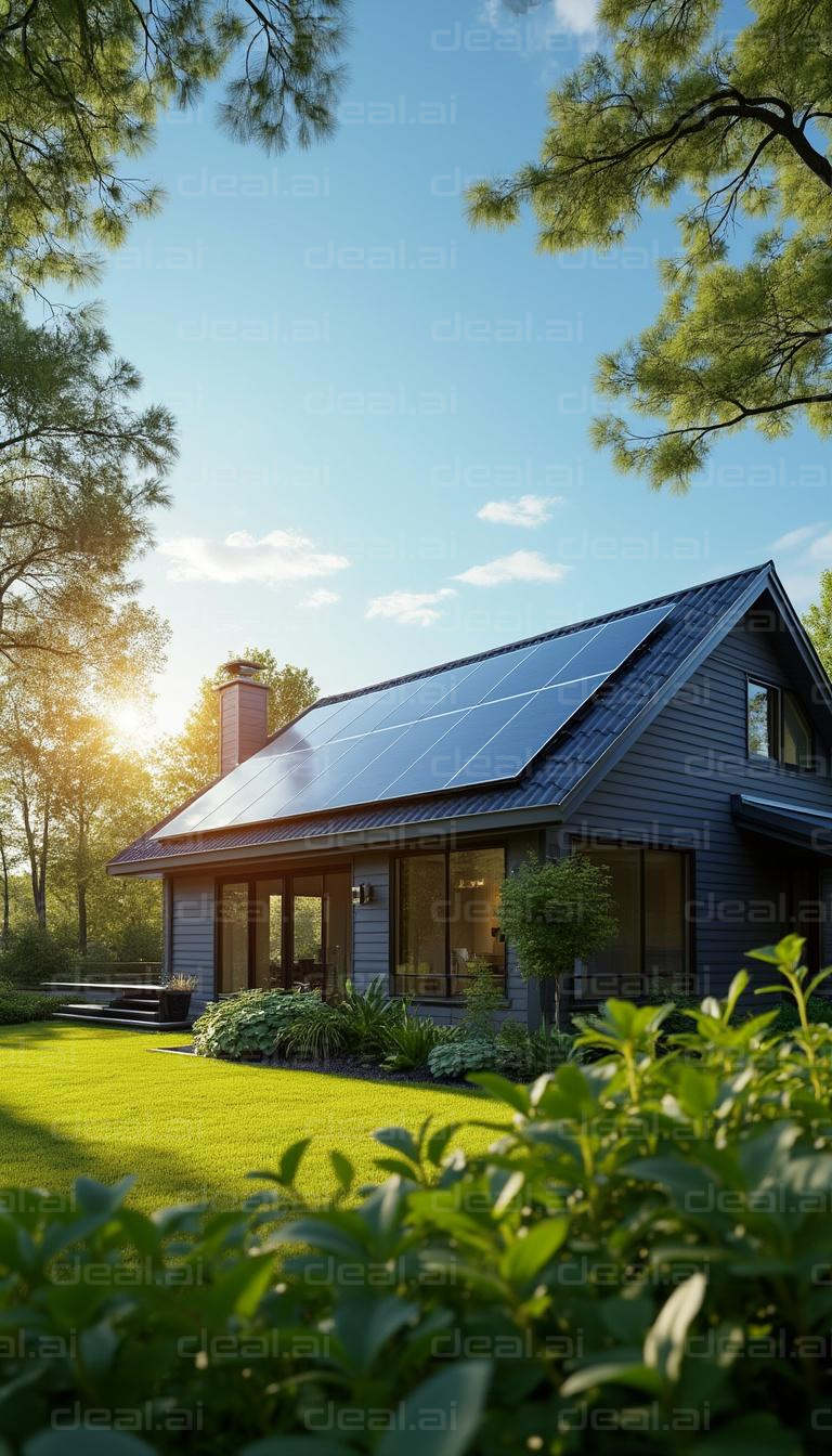 "Modern Home with Solar Panels"