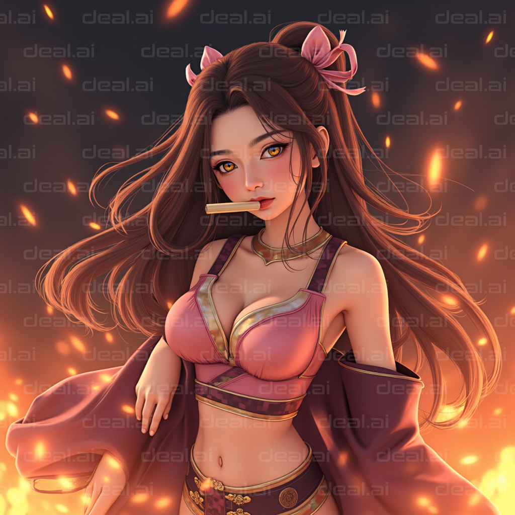 Anime Warrior Amidst Flames