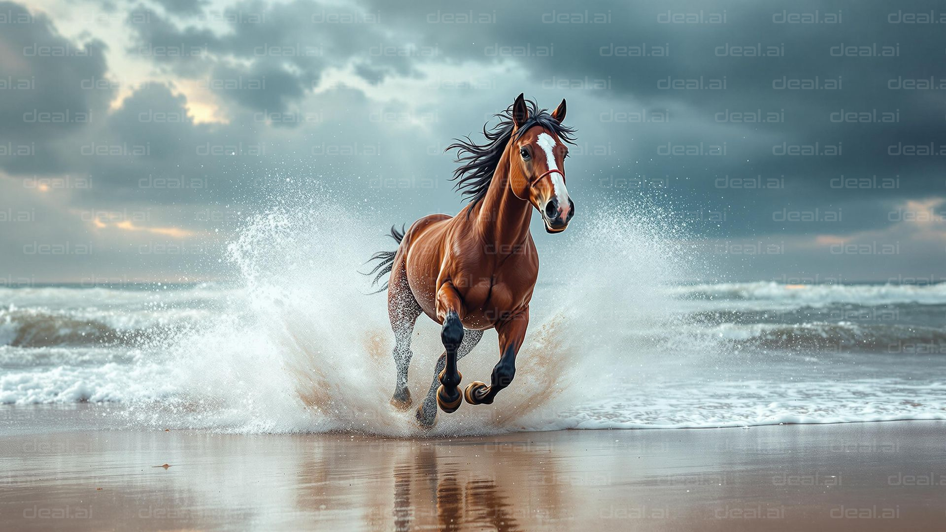 Horse Galloping on Ocean Waves