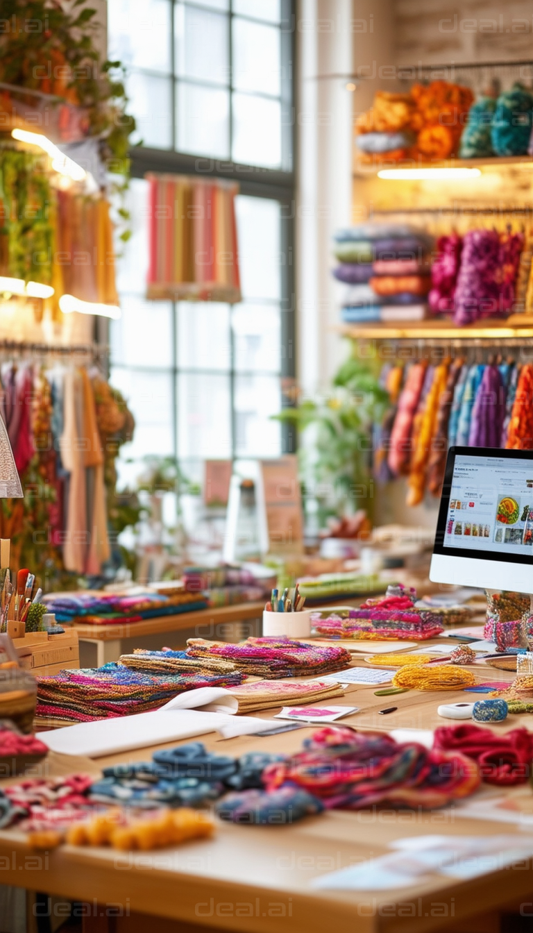 Colorful Yarn and Craft Supplies Shop