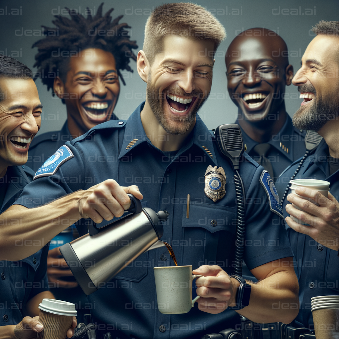 Officers Sharing a Laugh over Coffee