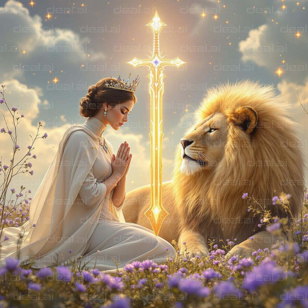 "Royal Serenity with Lion"