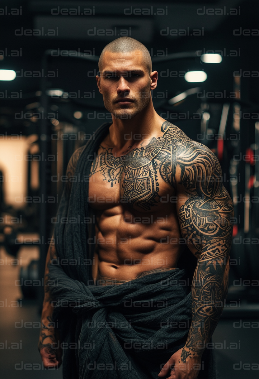 Tattooed Bodybuilder in the Gym