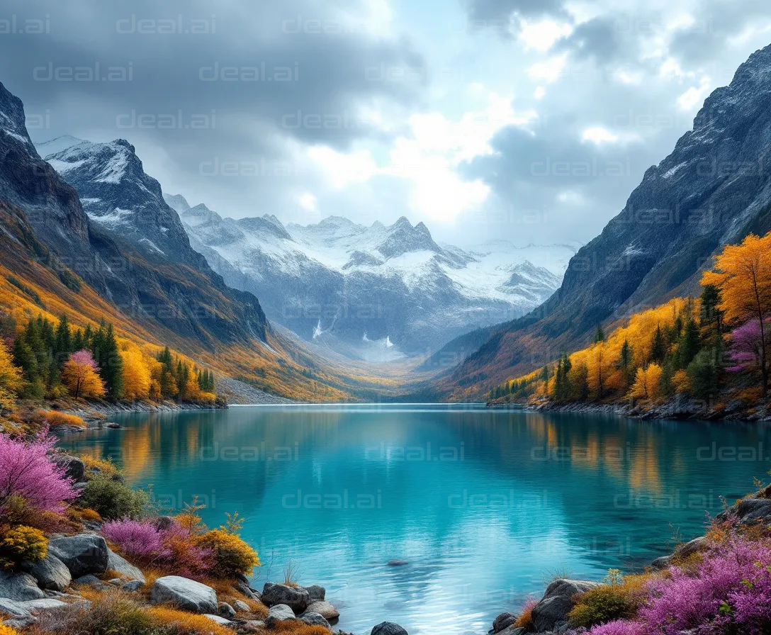 Tranquil Mountain Lake in Autumn