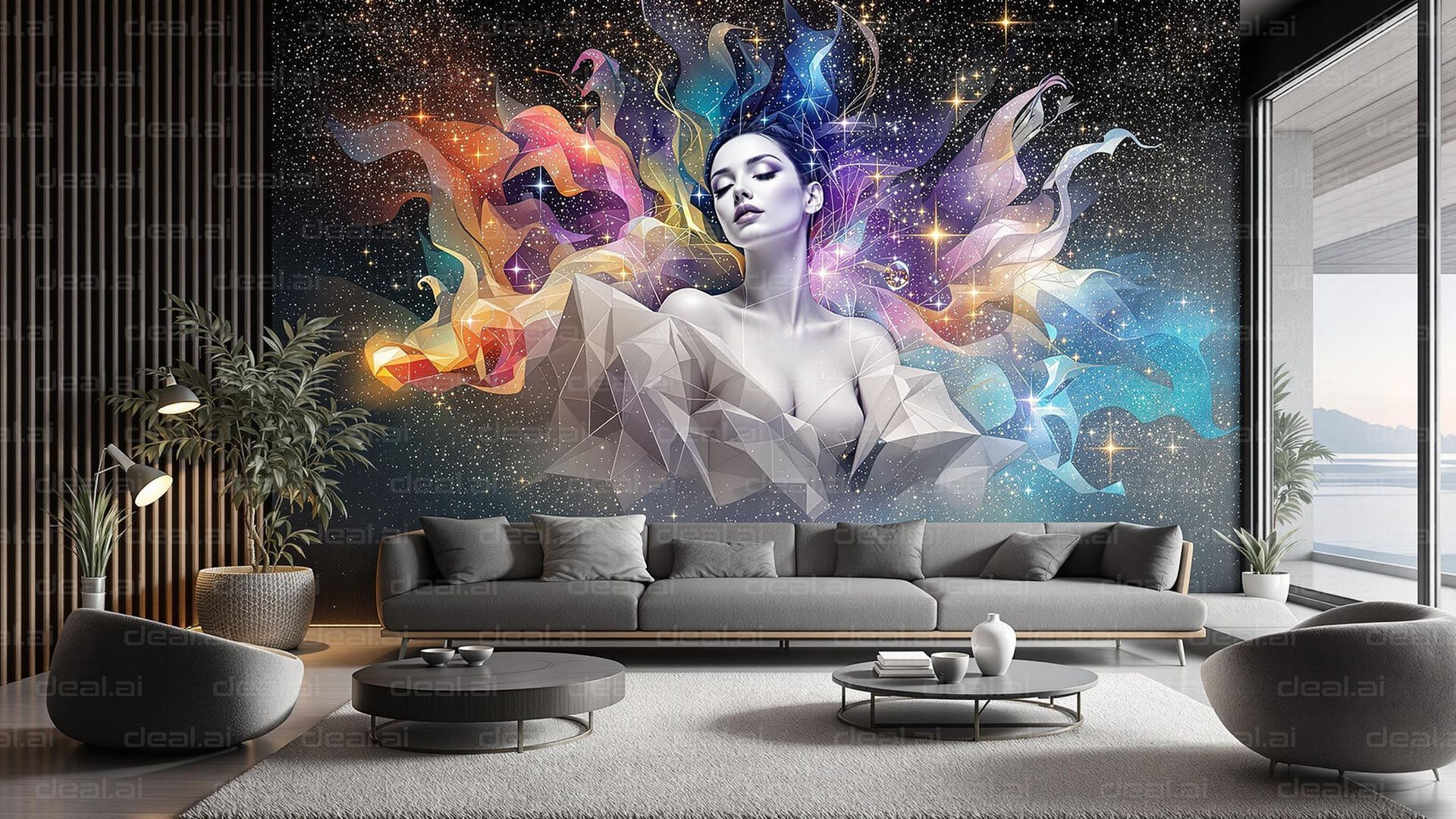 "Cosmic Dream in Modern Living Room"
