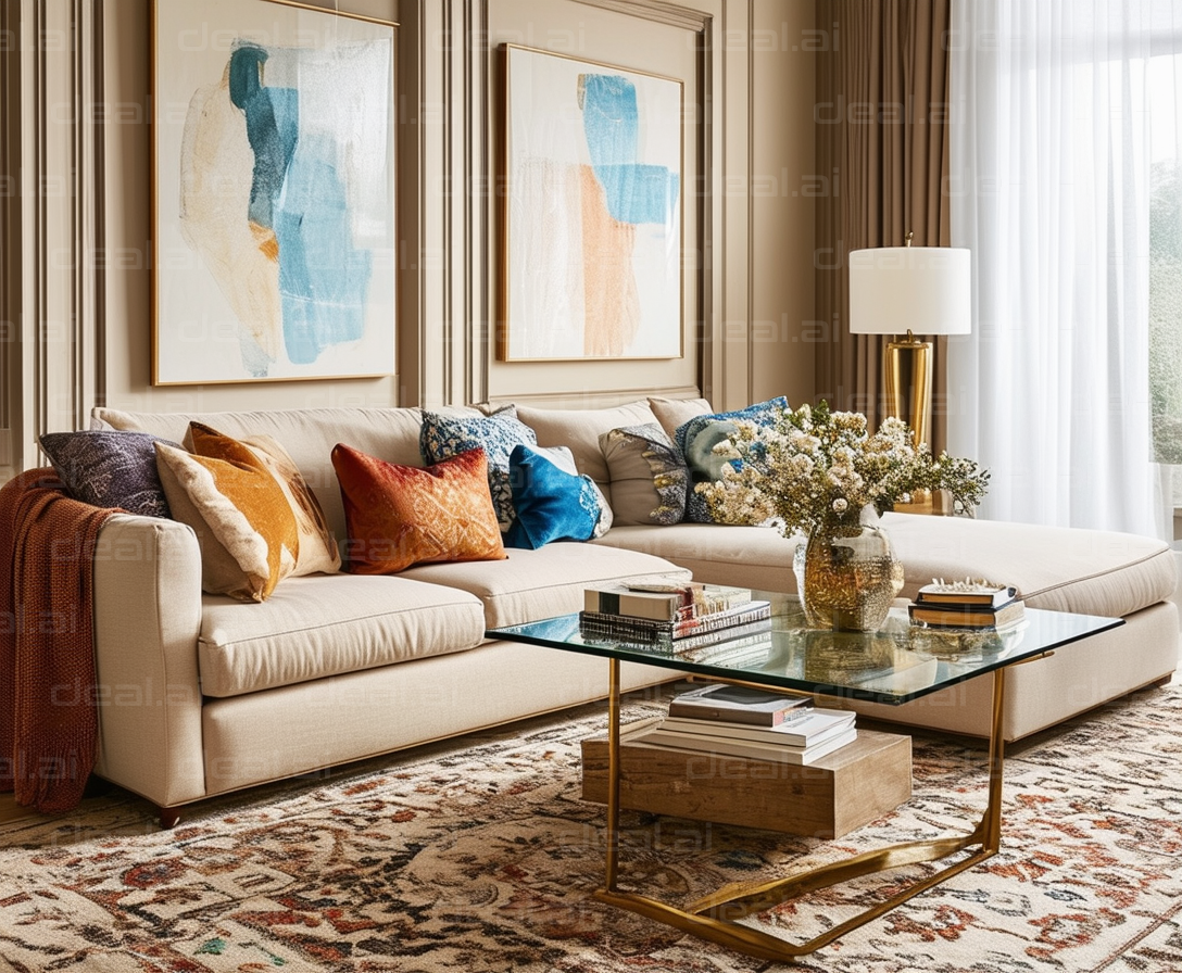 Elegant Living Room with Cozy Accents