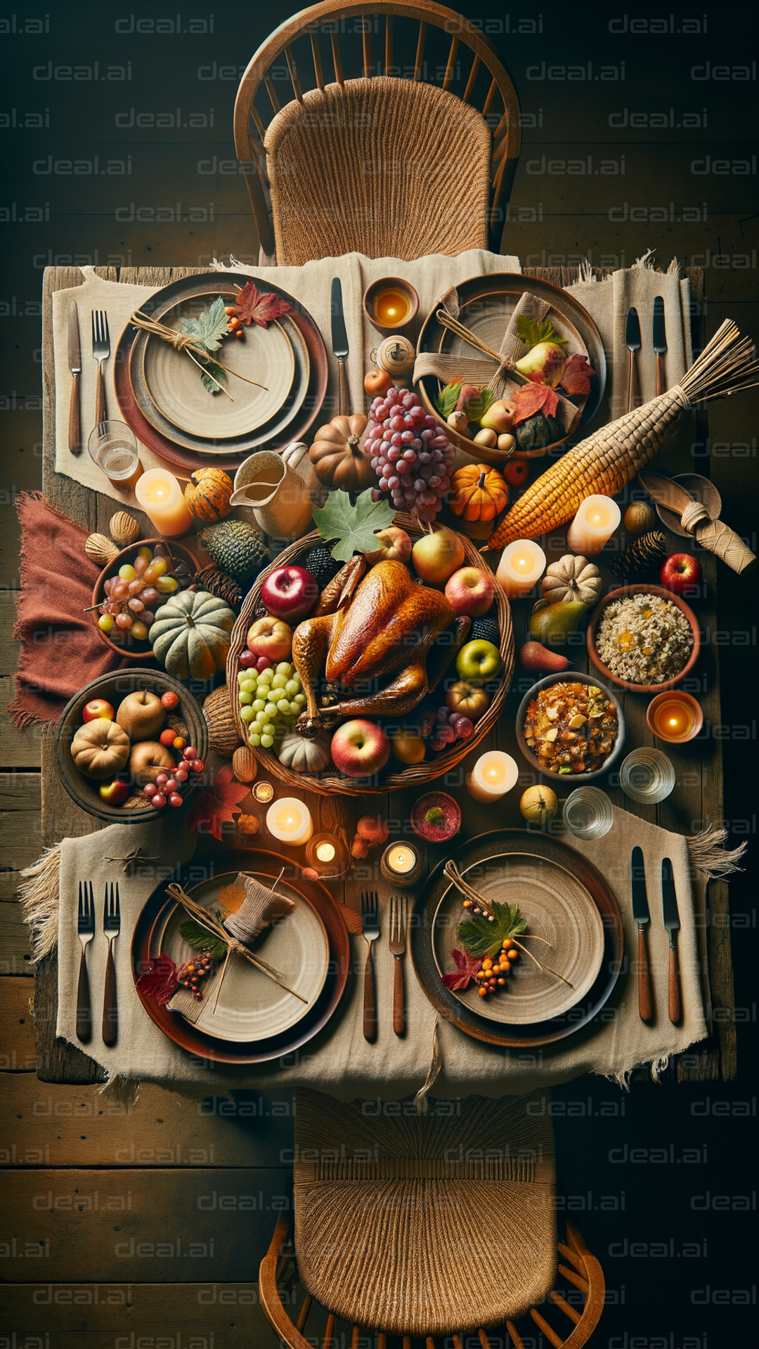 Elegant Thanksgiving Feast Table Setting