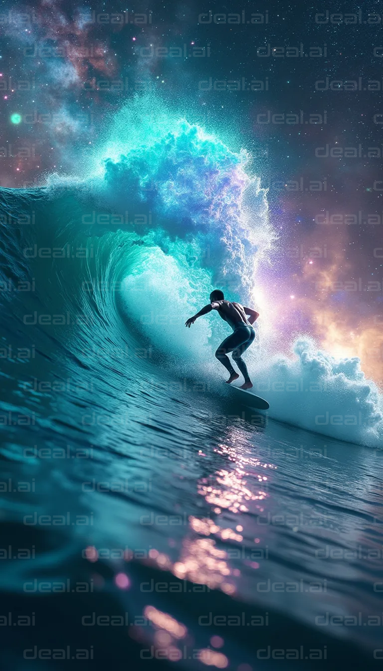 Surfer Riding a Cosmic Wave