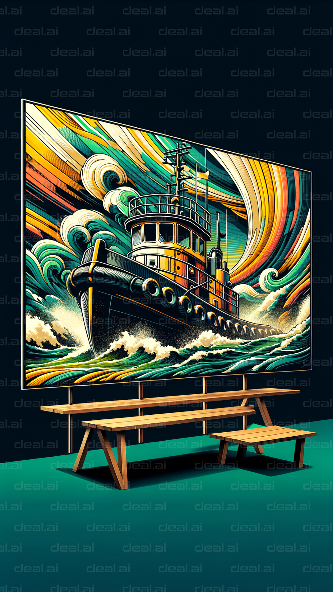 "Vibrant Tugboat Canvas"