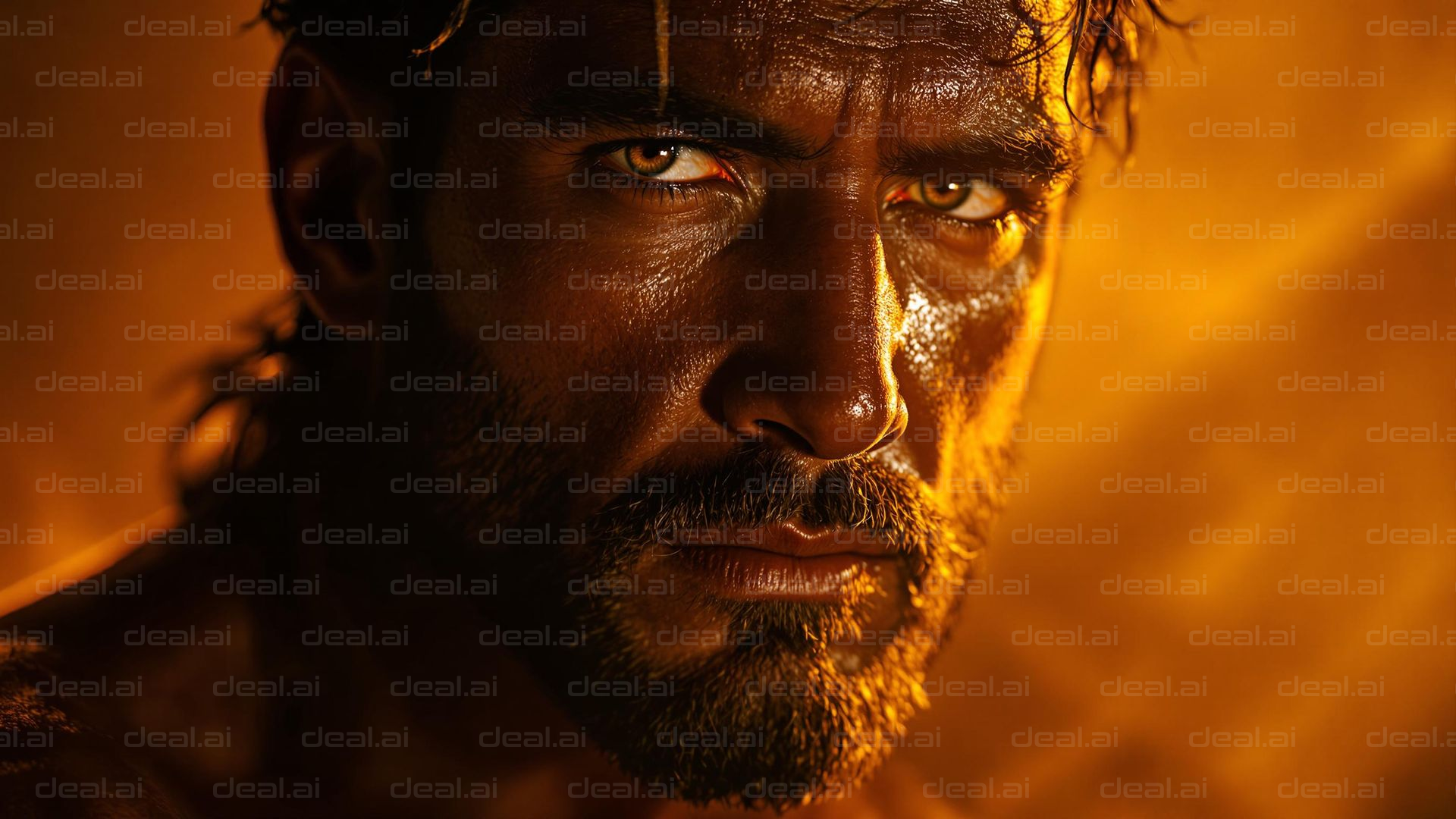 Intense Gaze in Golden Light