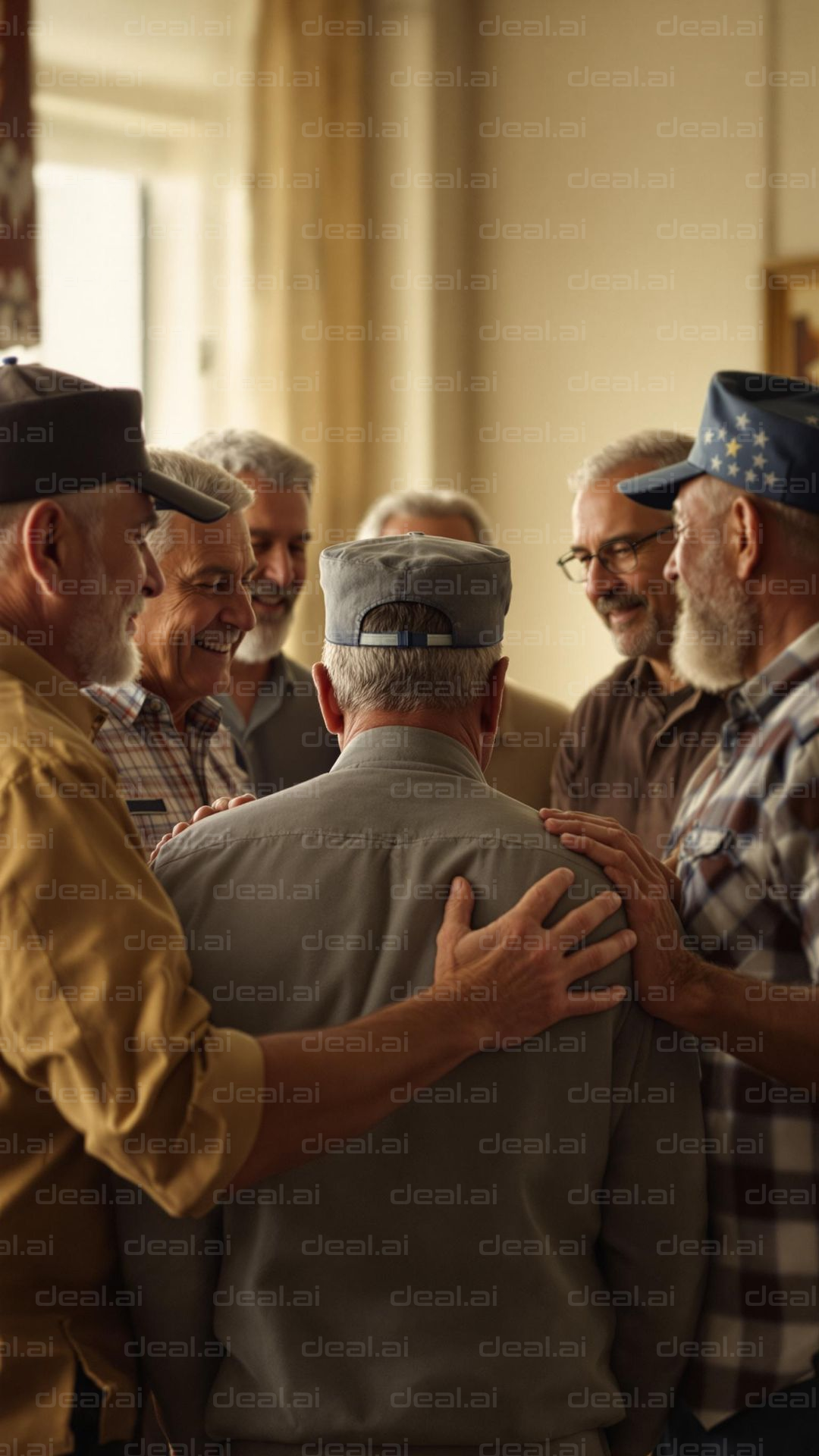 Reunion of Old Friends Smiling Together
