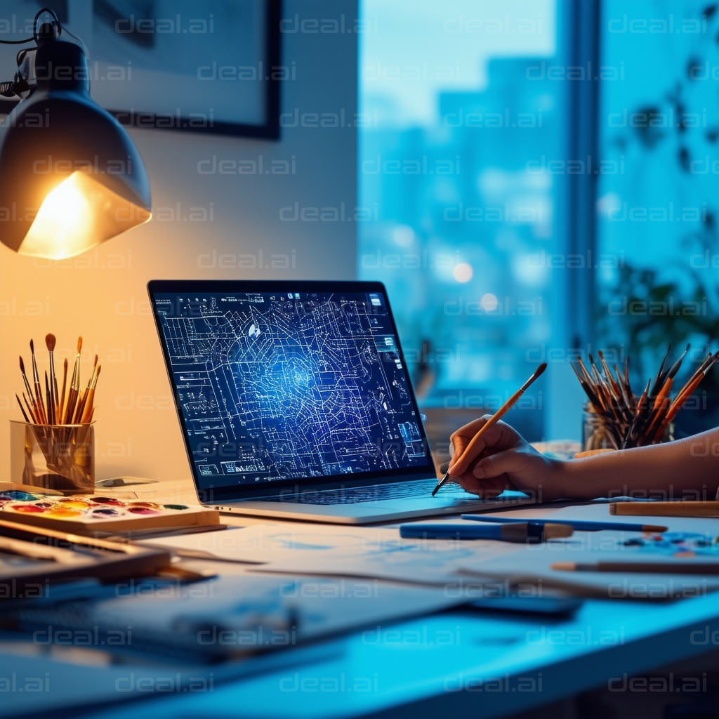 "Creative Design Process at Workstation"