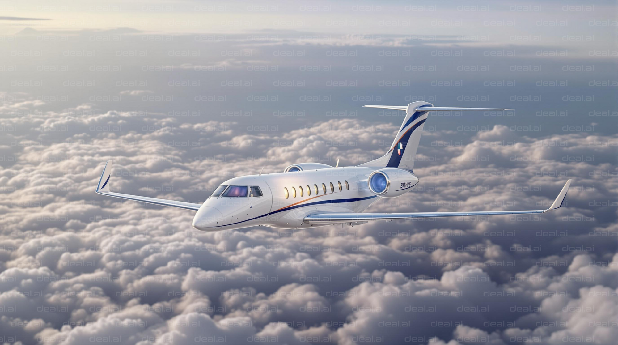 Sleek Jet Soaring Above Clouds