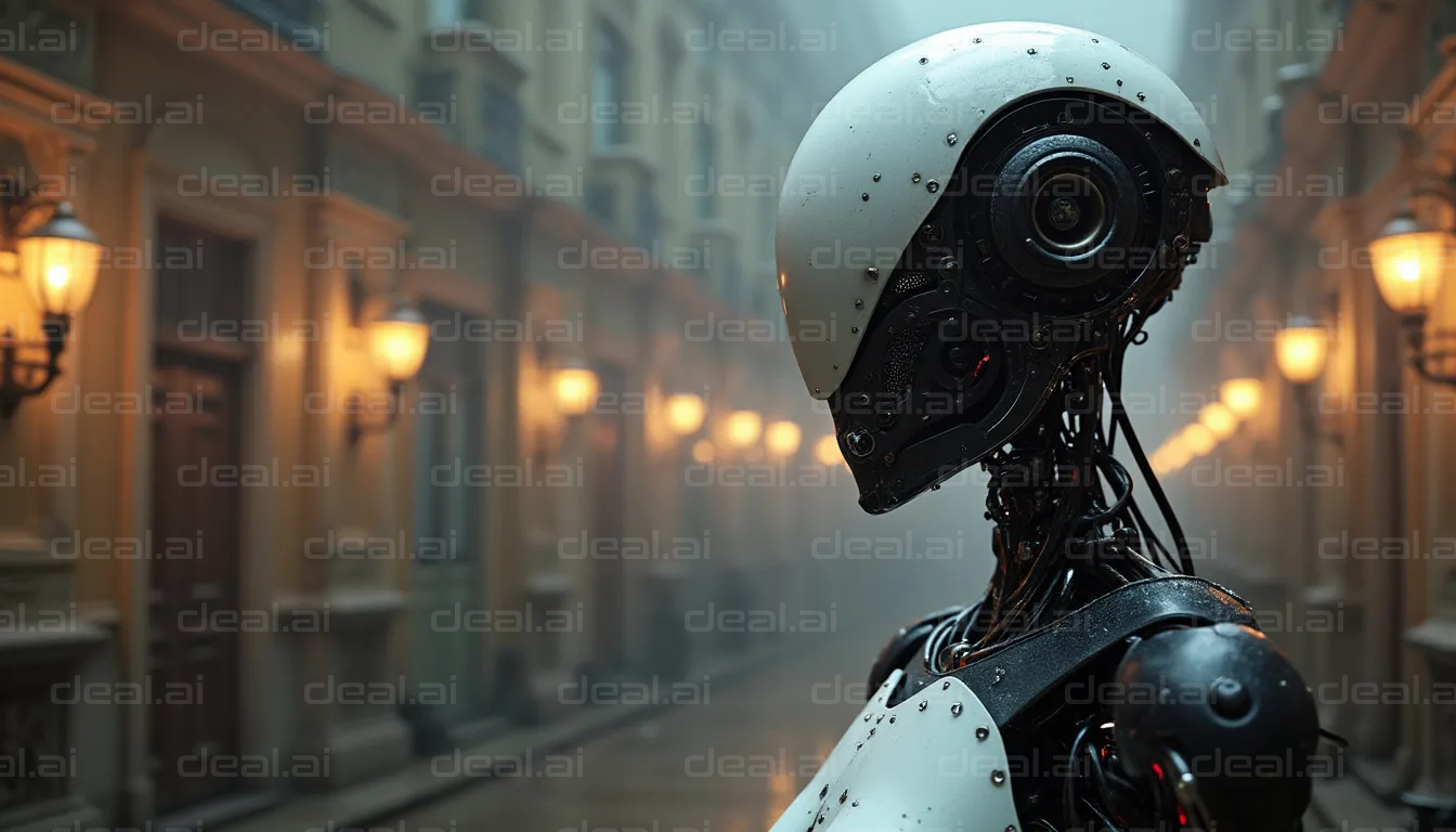 Futuristic Robot in Misty Alley