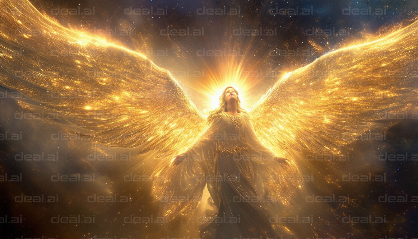 "Radiant Angelic Ascension in Golden Light"