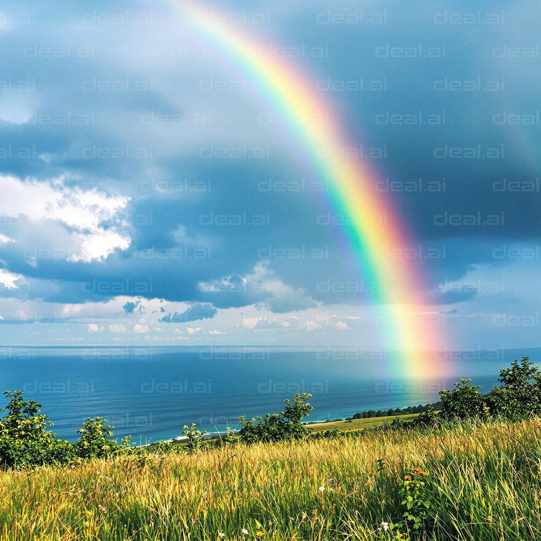 Rainbow Over Ocean Landscape