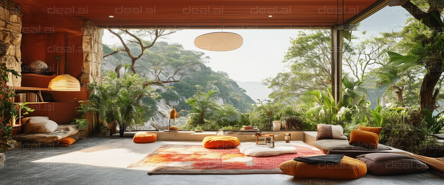 "Serene Living Room with Nature View"